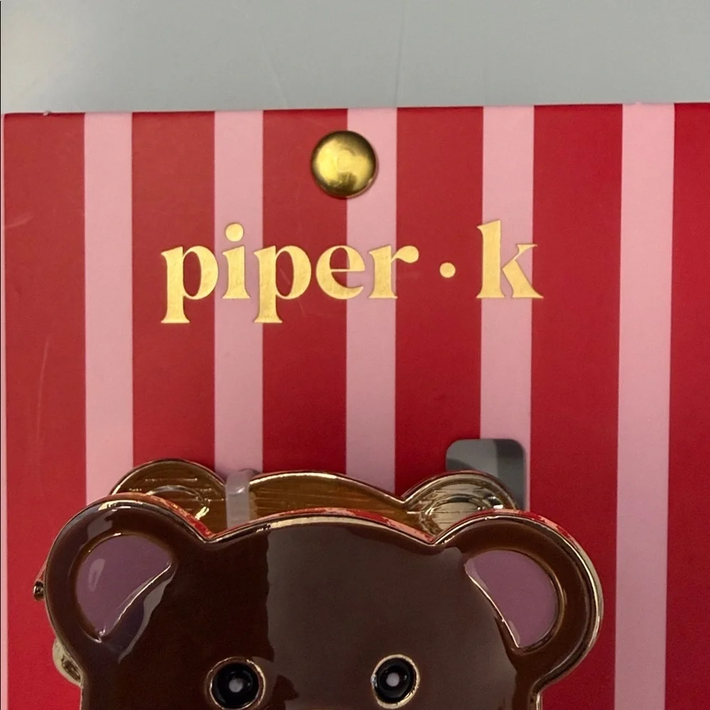 NWT Piper K Teddy Bear Valentines Claw Clip